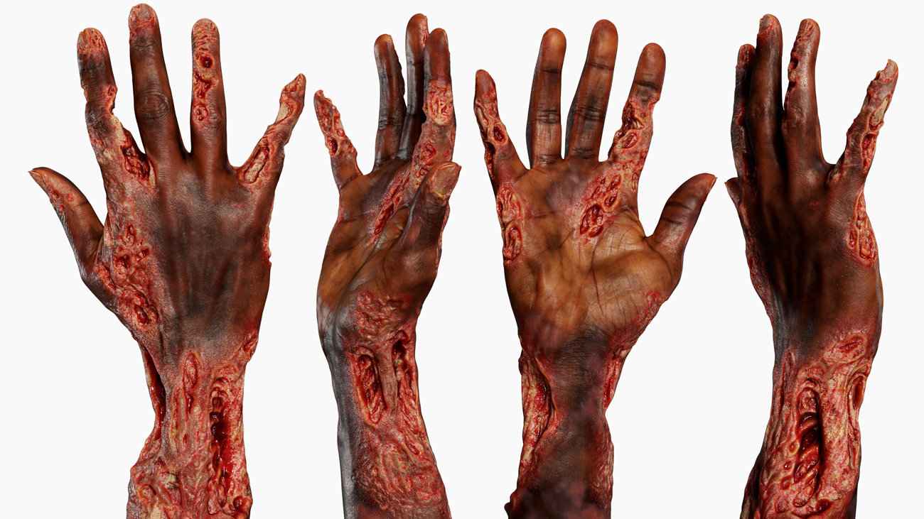 Download 3d Zombie hand with wounds 